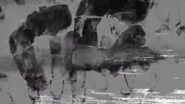 4K 비디오와 흑백의 오래 된 역 먼지 소음 효과 배경에 대한 — 비디오