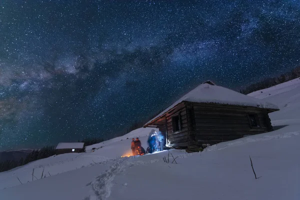 Espace Nuits Étoilées Avec Une Voie Lactée Lumineuse Sur Fond — Photo