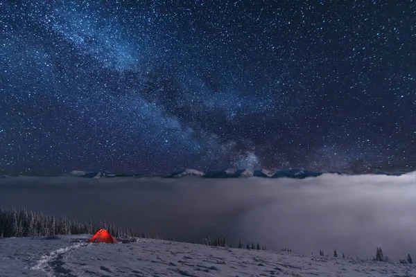 Espacio Noches Estrelladas Con Una Brillante Vía Láctea Telón Fondo — Foto de Stock