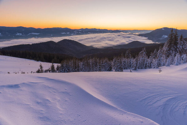 Mountains winter landscapes in Carpathians