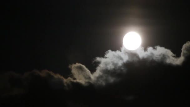 Luna Nubes Flotan Rápidamente Través Del Cielo — Vídeos de Stock