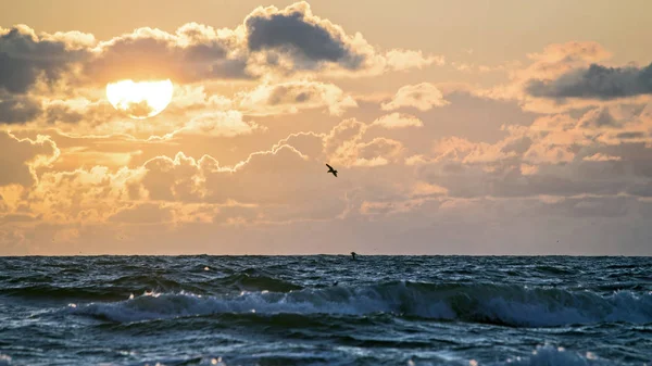 Tramonto Sul Mar Baltico Zona Idrica Del Porto Klaipeda Lituania — Foto Stock