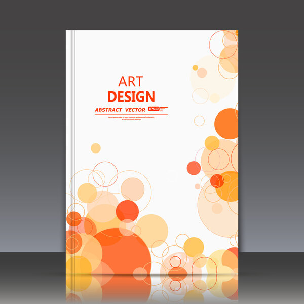 Abstract composition, geometric shapes icon, orange bubbles ornament, a4 brochure title sheet, round logo construction backdrop, business card texture surface, fashionable fiber texture, EPS10 vector