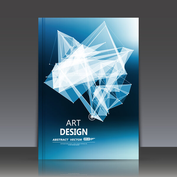 Abstract composition, polygonal construction, connecting dots and lines, a4 brochure title sheet, space background, laser light rays surface, neon star movement backdrop, EPS 10 vector illustration