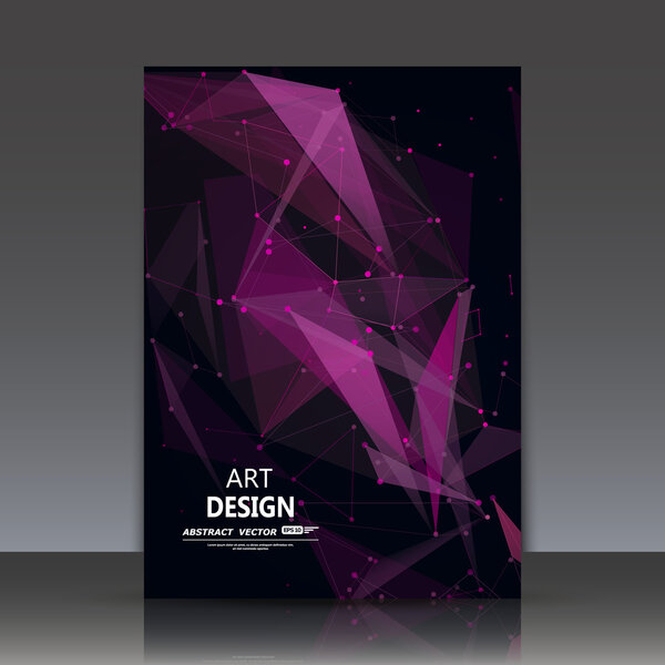 Abstract composition, polygonal construction, connecting dots and lines, a4 brochure title sheet, space background, laser light rays surface, neon star movement backdrop, EPS 10 vector illustration