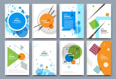 Soyut kompozisyon. Beyaz a4 broşür kapak tasarımı. Bilgi: başlık çerçevesi. Yama metin yazı tipi. Başlık sayfası modeli küme. Modern vektör ön sayfa. Marka logosu doku. Renkli resim görüntü simgesi. Reklam afiş lif