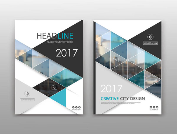 Abstract binder layout. White a4 brochure cover design. Fancy info text frame. Creative ad flyer font. Title sheet model set. Modern vector front page. City view banner. Blue figure mosaic icon fiber