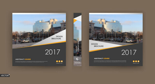 Abstract composition. Patch brochure cover design. Info banner frame. Text font. Title sheet model set. Modern vector front page. City view texture. White triangle figures image icon. Ad flyer fiber