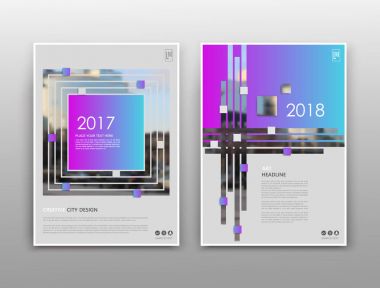 Beyaz, mavi, mor broşür kapak tasarlamak. Süslü bilgi başlık çerçevesi. Reklam afiş metin yazı tipi. Başlık sayfası modeli küme. Modern vektör ön sayfa. Yaratıcı kentsel kent dokusu. Merhaba tech satırları bir simge yolunu