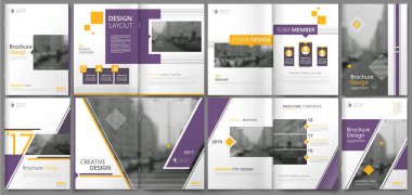 Ciltçi sanat soyut. Beyaz a4 broşür kapak tasarımı. Bilgi: başlık çerçevesi. Zarif reklam el ilanı metni. Başlık sayfası modeli küme. Süslü vektör ön sayfa. Şehir yazı tipi cümle. Mor çizgi, kare, eşkenar dörtgen şekil kutsal kişilerin resmi