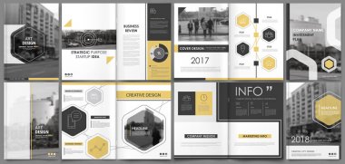 Ciltçi sanat soyut. Beyaz a4 broşür kapak tasarımı. Bilgi: başlık çerçevesi. Zarif reklam el ilanı metni. Başlık sayfası modeli küme. Süslü vektör ön sayfa. Şehir yazı tipi cümle. Sarı çizginin, altıgen, şekil kutsal kişilerin resmi