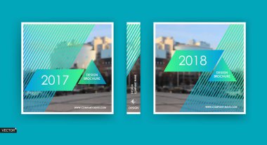 İş bilgi kartı veya a4 broşür kapak tasarımı. Şirket başlık çerçevesi, başlık sayfası modeli küme, modern vektör ön sayfa sanat, reklam afiş, kent kent sokak dokusu ile metin yazı tipi. Yeşil, mavi rakamlar simgesi