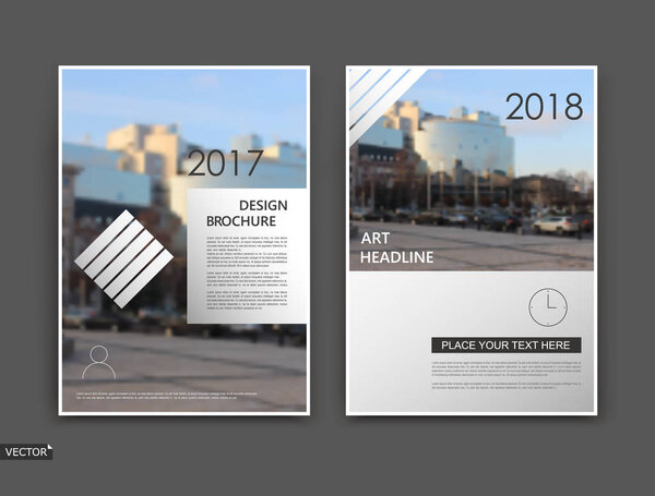 Abstract blurb. White brochure cover design. Fancy info banner frame. Ad flyer text font. Title sheet model set. Modern vector front page. Creative city view texture. Rhombus figures image icon