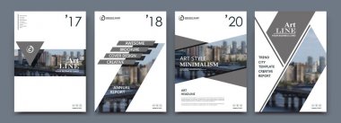 A4 broşür kapak tasarlamak. Banner, kartvizit, başlık sayfası modeli için şablon ayarla, bilgi el ilanı, reklam metin yazı tipi. Şehir şehir nehir Köprüsü ile modern vektör ön sayfa sanat. Gri satırı şekil simgesi