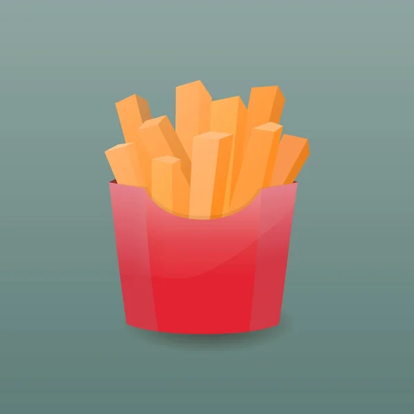 Kağıt kutusu içinde patates kızartması. Vektör çizim