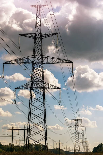 Högspänning Elektrisk Växellåda Torn Energi Pylon — Stockfoto