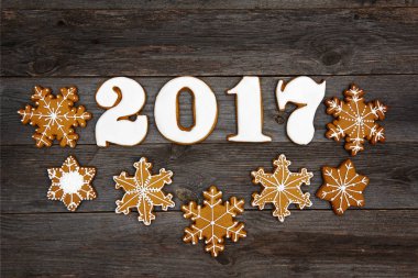 Noel ev yapımı gingerbread çerezleri tablo, yeni yıl 2017