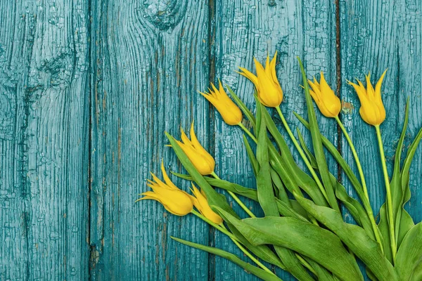 Тюльпаны на деревянном фоне, Пасха, День матери Лицензионные Стоковые Изображения