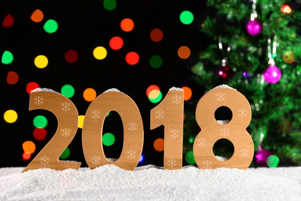 Neujahrshintergrund 2018, Lichtergirlanden, Bokeh — Stockfoto