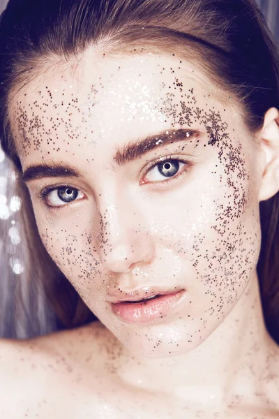 Portrait of girl with glitter make up — Stock Photo, Image