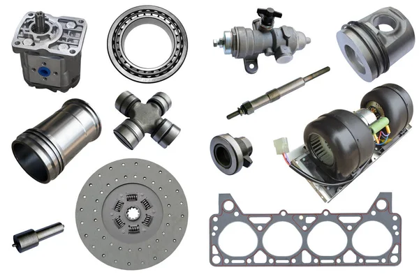 Автомобиль Запасных Частей Белом Фоне Набор Множеством Изолированных Предметов Магазина — стоковое фото