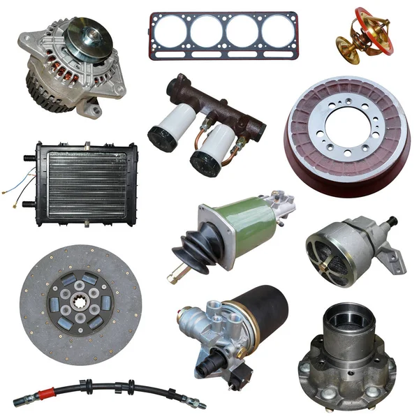 Auto Spare Parts Car White Background Set Many Isolated Items — Stock Photo, Image