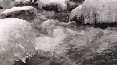 Ağır çekim Panoraması kış buz dağ dere