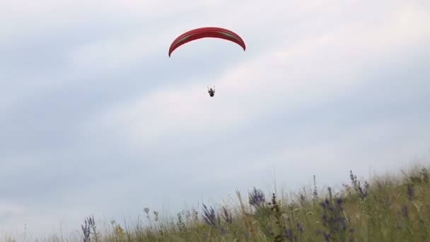 Ryssland, Magnitogorsk. 06-06-2016 konkurrens Paragliders över ett berg Ridge sommardag — Stockvideo