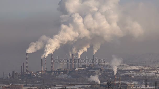 Fabrika bacaları duman. Ekolojik sorun. — Stok video