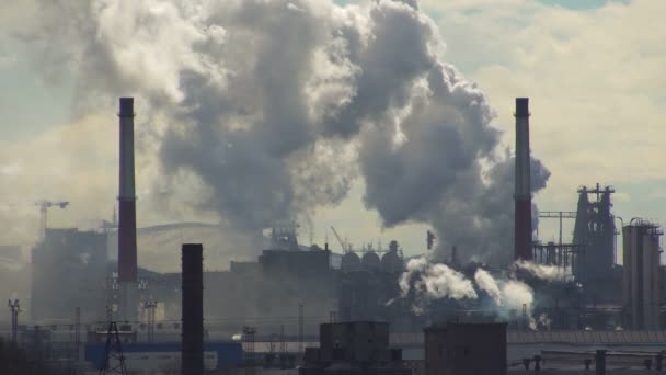 Poluição Atmosfera Por Uma Empresa Industrial Indústria Metalúrgica — Vídeo de Stock