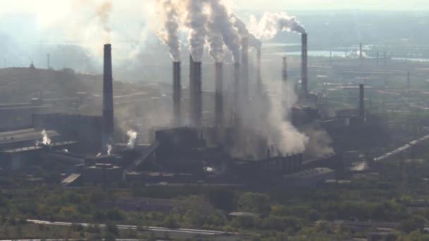 Poluição Atmosfera Por Uma Empresa Industrial Indústria Metalúrgica — Vídeo de Stock