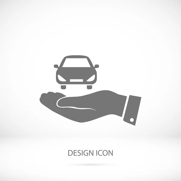 Icono del coche en la mano — Vector de stock