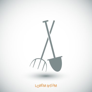 Bahçe çatal ve kürek simgesi