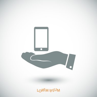 hareket eden telefon içinde el simgesi