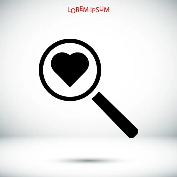 Heart search icon — Stock Vector