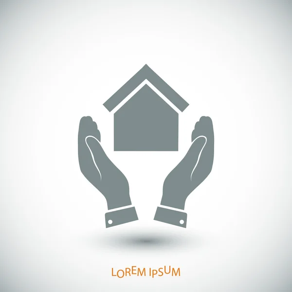 Casa sencilla en las manos — Vector de stock