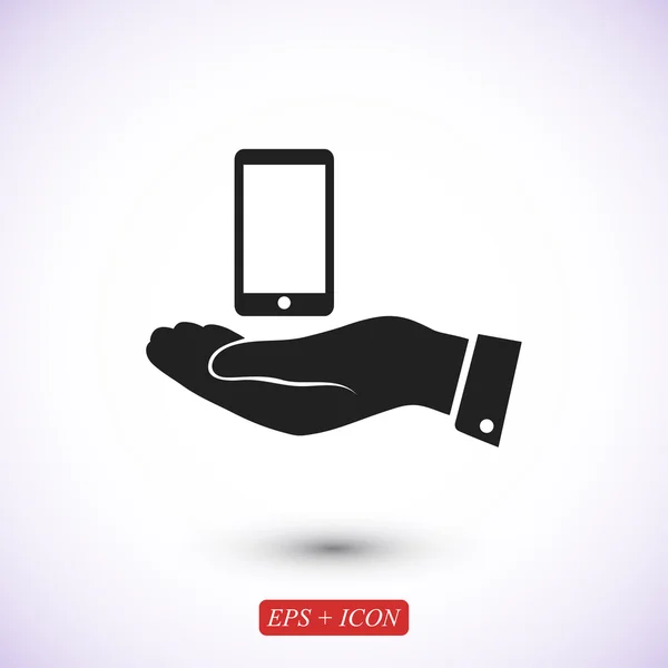 Hareket eden telefon içinde el simgesi — Stok Vektör