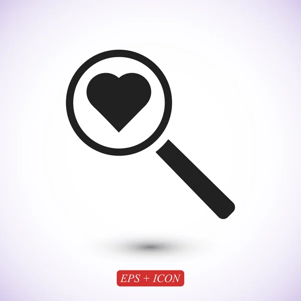 Icône de recherche coeur — Image vectorielle