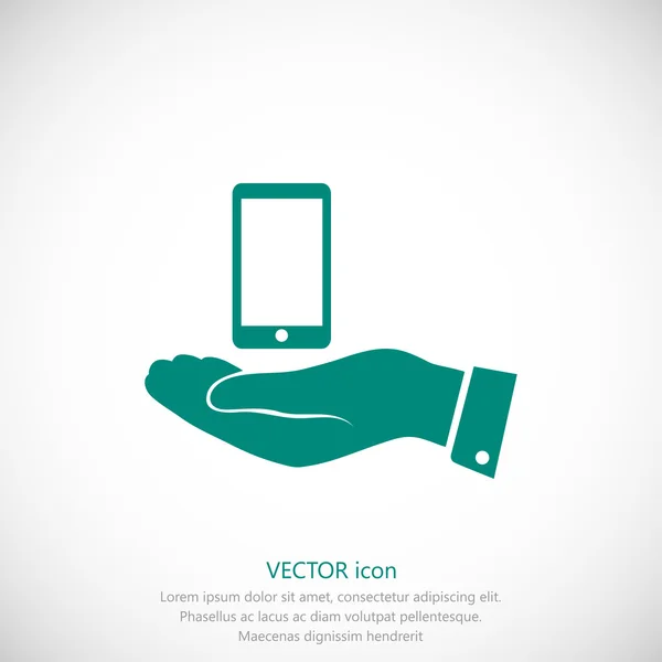 Mobiele telefoon op hand — Stockvector