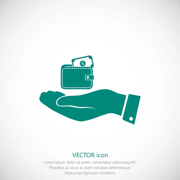 Mobiltárca-kéz ikon — Stock Vector