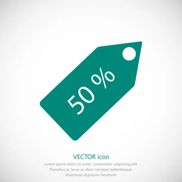 50 por ciento icono de etiqueta de descuento — Vector de stock