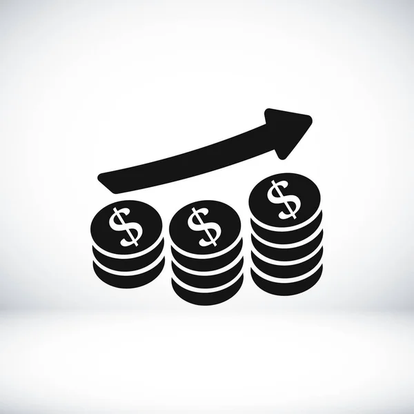 Ícone de gráfico de moedas empilhadas —  Vetores de Stock
