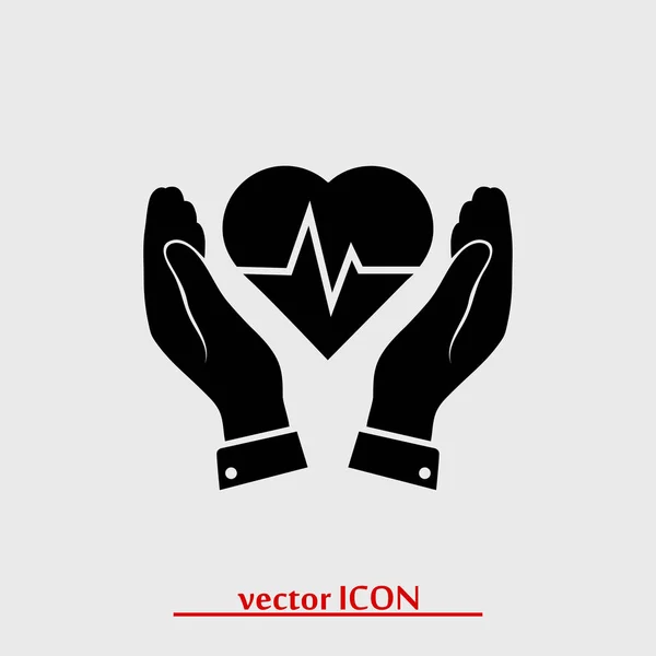 Corazón en las manos icono — Vector de stock