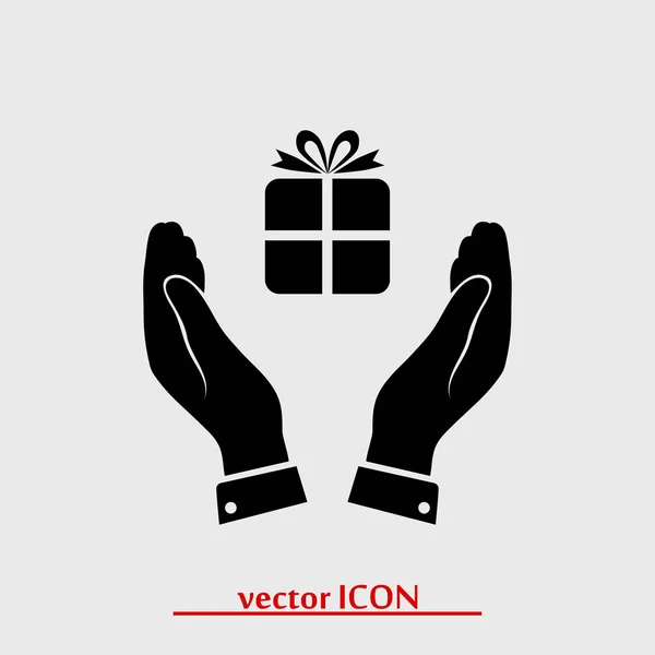 Cadeau dans les mains icône — Image vectorielle