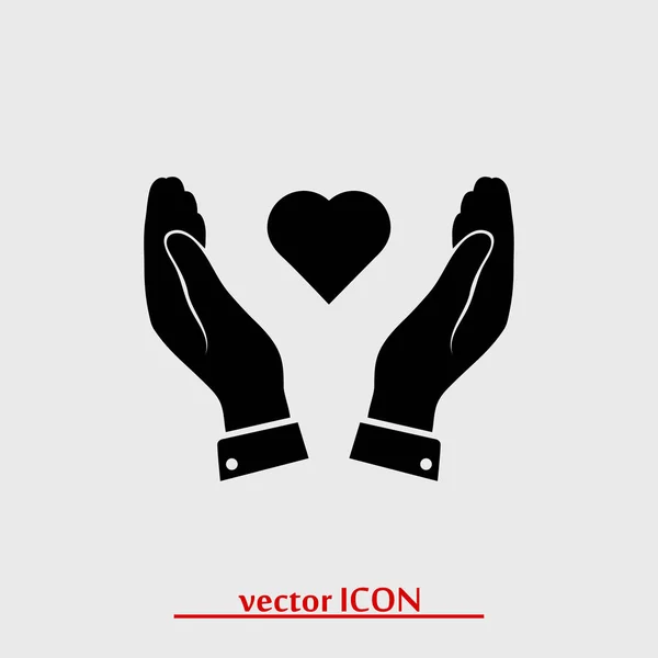 Corazón en las manos icono — Vector de stock