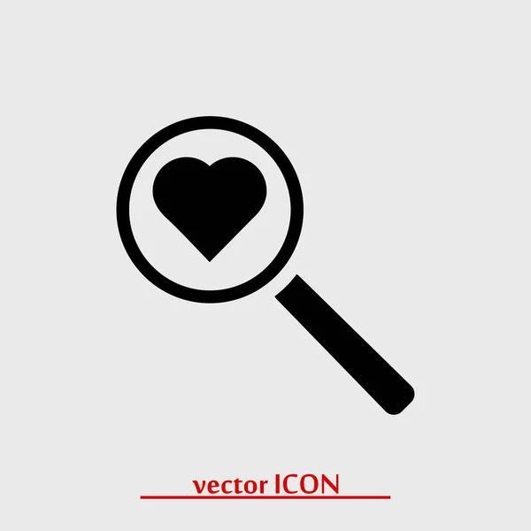 Icône de recherche coeur — Image vectorielle