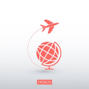Seyahat Dünya ve uçak simgesi