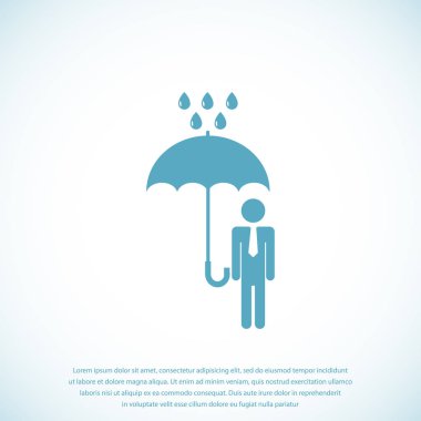 bir şemsiye yağmur simgesi olan bir adam