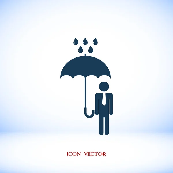 Man med paraply i regn ikon — Stock vektor