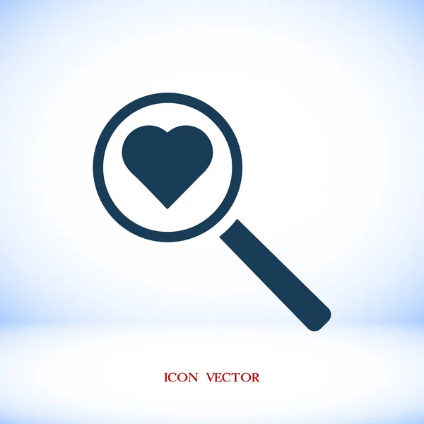 Heart search icon — Stock Vector